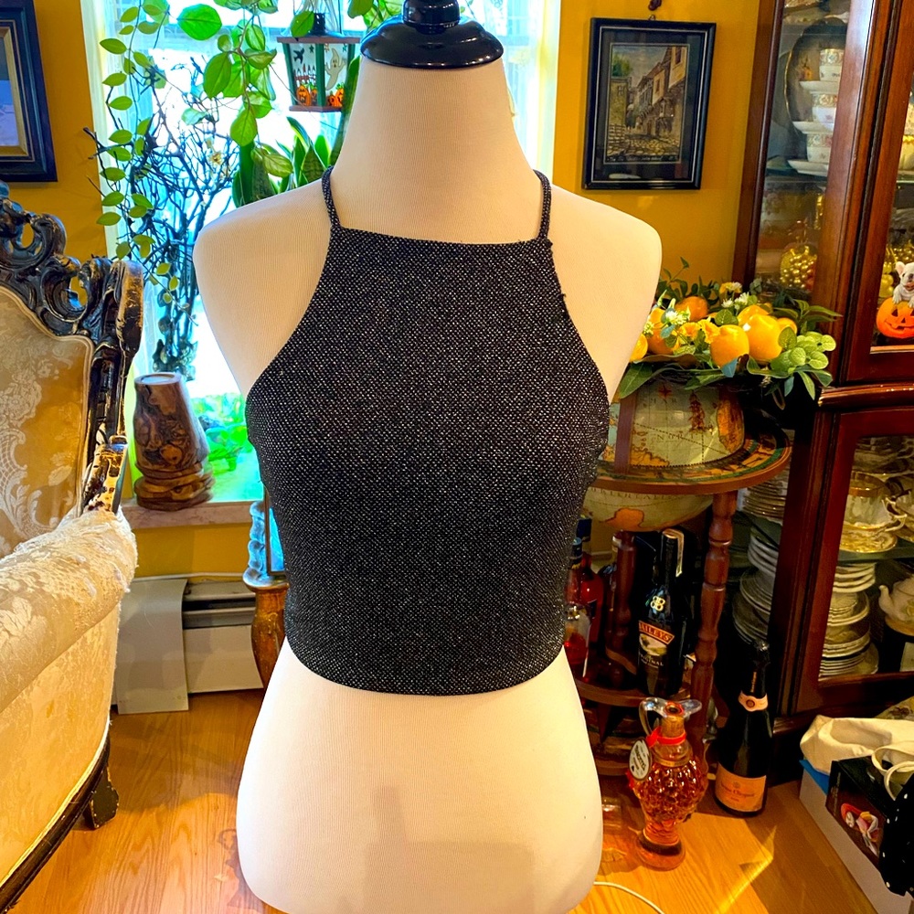 Black Sparkle Crop Top